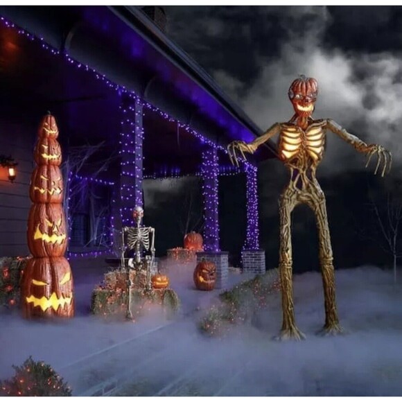 12ft Rotten Patch Giant-Sized Inferno Pumpkin Skeleton w/ LifeEyes LCD Halloween - Picture 7 of 8